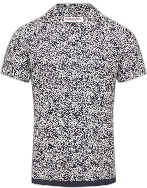 Travis - Midnight Navy Floral Print Capri Collar Shirt