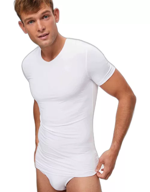 Derek Rose Men's Underwear V-Neck T-Shirt Alex Micro Modal Stretch White