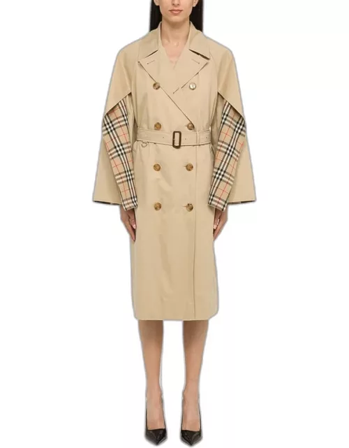 Honey cotton double-breasted trench coat