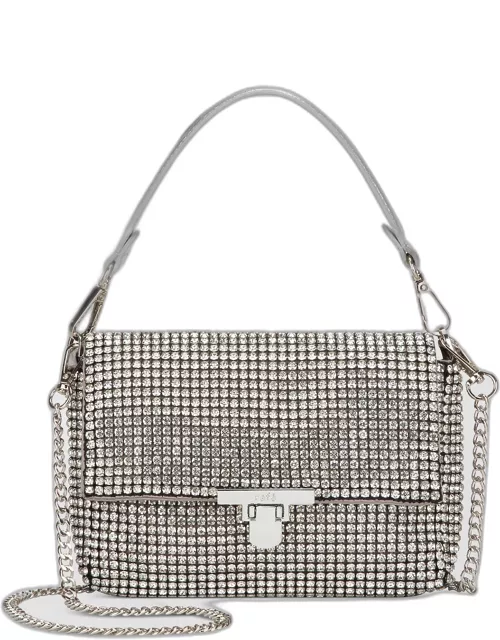 Sarita Crystal-Embellished Flap Clutch Bag