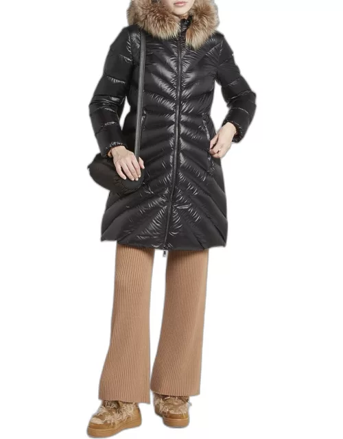 Chandre Long Puffer Coat with Removable Shearling Tri