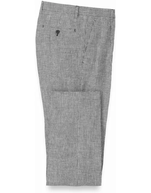 Linen Houndstooth Pleated Suit Pant