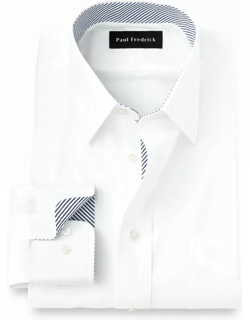 Pure Cotton Solid Dress Shirt With Contrast Tri