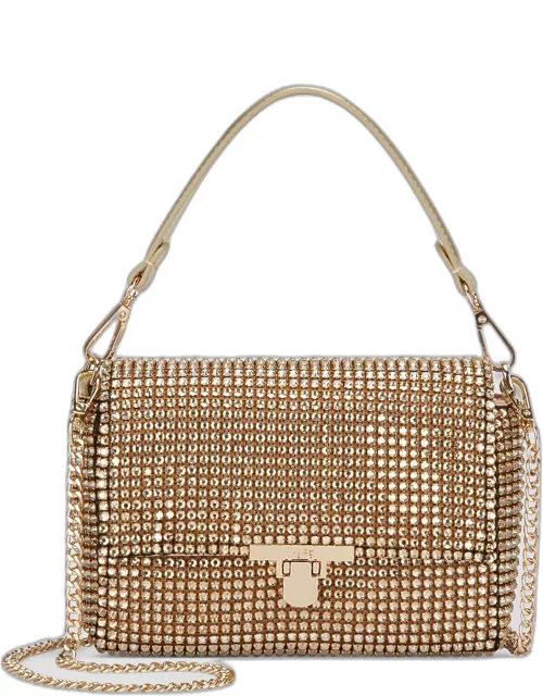 Sarita Crystal-Embellished Flap Clutch Bag