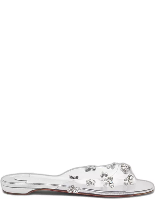 Degraqueenie Clear Embellished Red Sole Sandal