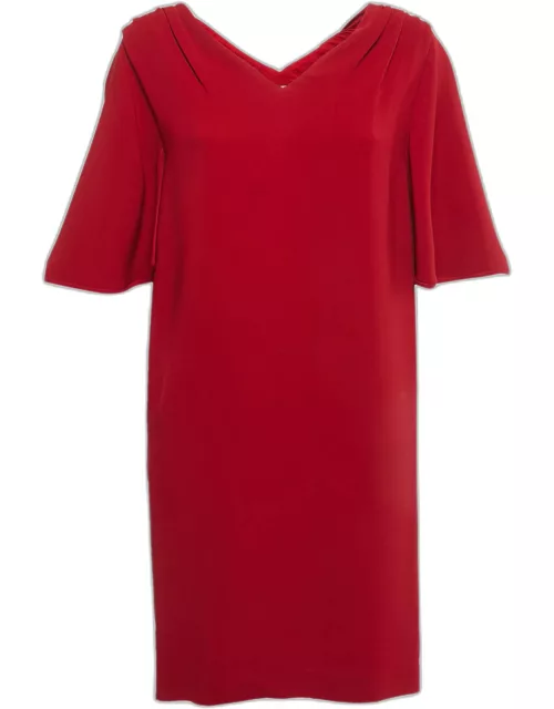 Stella McCartney Red Crepe Gathered Shoulder Shift Dress