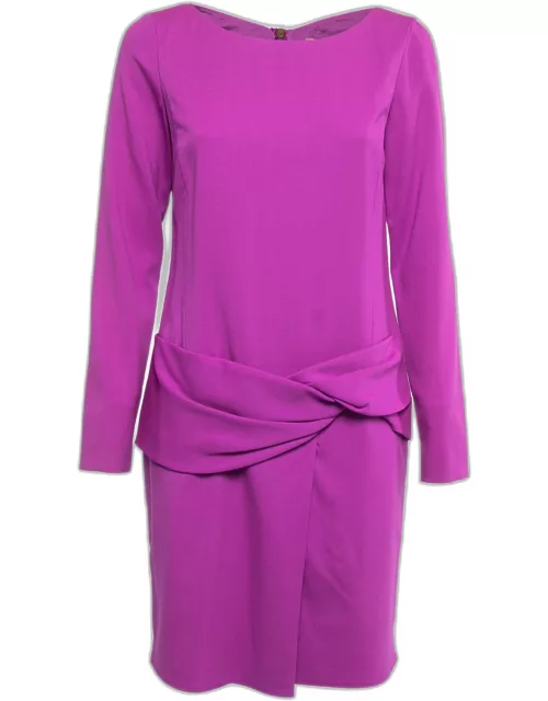 Emilio Pucci Purple Wool Drop Waist Long Sleeve Midi Dress