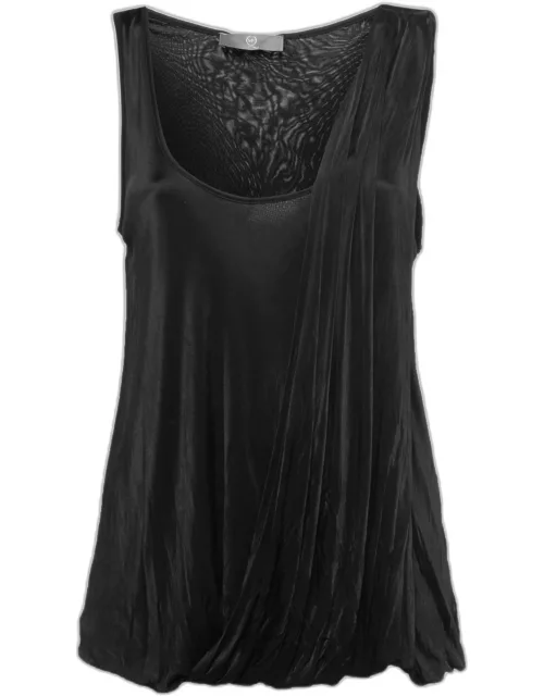 McQ by Alexander McQueen Black Jersey Sleeveless Draped Top