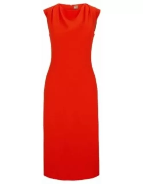 Slim-fit business dress with feature neckline- Orange Women's Business Dresse
