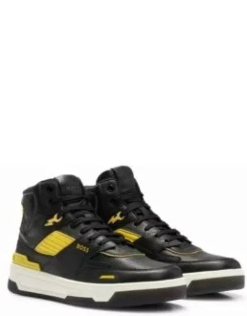 High-top basketball-inspired trainers in leather- Black Men's Sneaker
