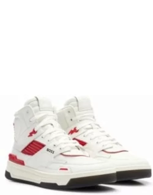 High-top basketball-inspired trainers in leather- White Men's Sneaker