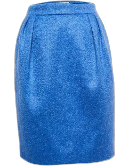 Max Mara Blue Mohair Wool Pencil Skirt
