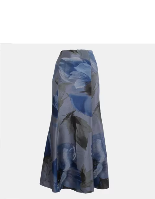 Emporio Armani Blue Printed Silk Mermaid Style Maxi Skirt
