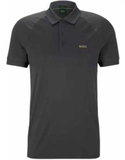 Slim-fit polo shirt with decorative reflective pattern- Dark Grey Men's Polo Shirt