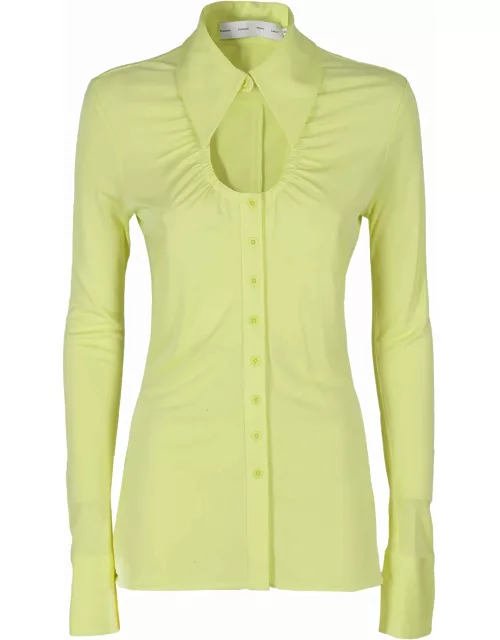 Proenza Schouler White Label Long Sleeve Jersey Button Top