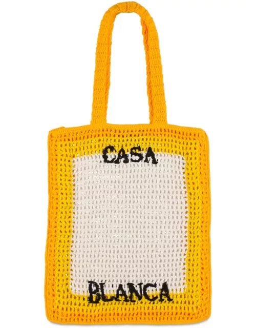 Casablanca Yellow Crochet Cuzimala Shopping Bag