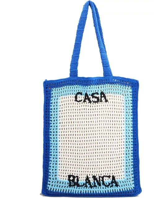 Casablanca Blue Crochet Cuzimala Shopping Bag