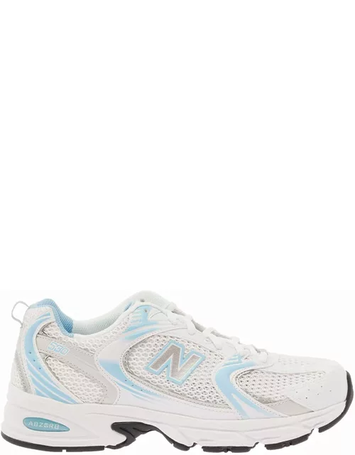 New Balance 530 White And Light Blue Low Top Sneakers With Logo Patch In Tech Fabric Man