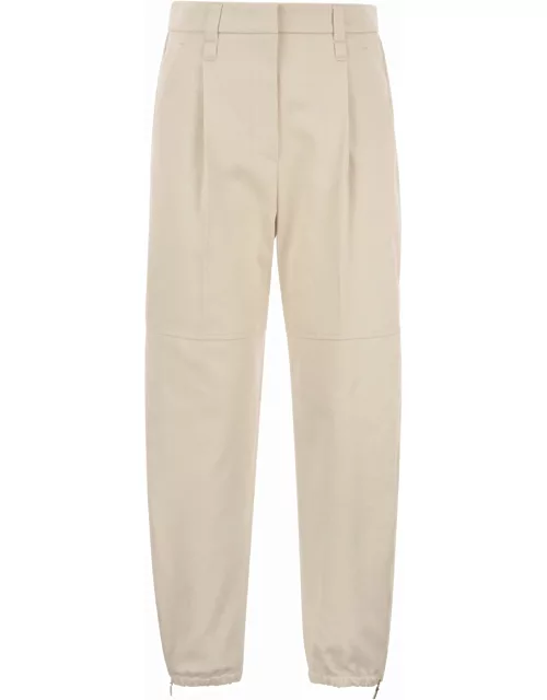 Brunello Cucinelli Utility Track Trousers In Dyed Couture Denim With Jewellery