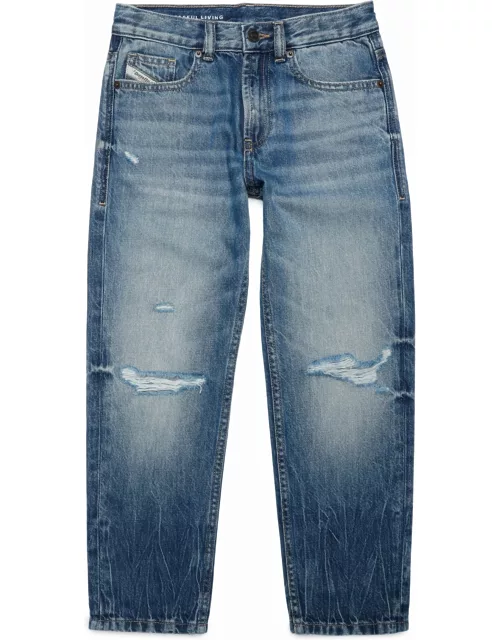 2010-j Trousers Diesel 2010 Blue Straight Jeans With Abrasions And Tear