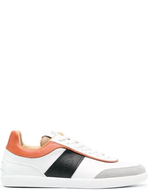 Tod's White Sneakers With Embossed Logo And Suede Details In Leather Woman