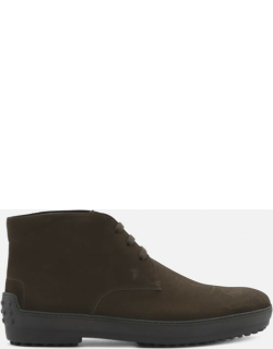Tods Suede Ankle Boots With Tone-on-tone Logo