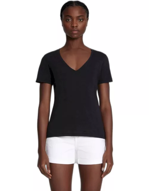 Pima Cotton Easy V-Neck Tee in Moonless Night
