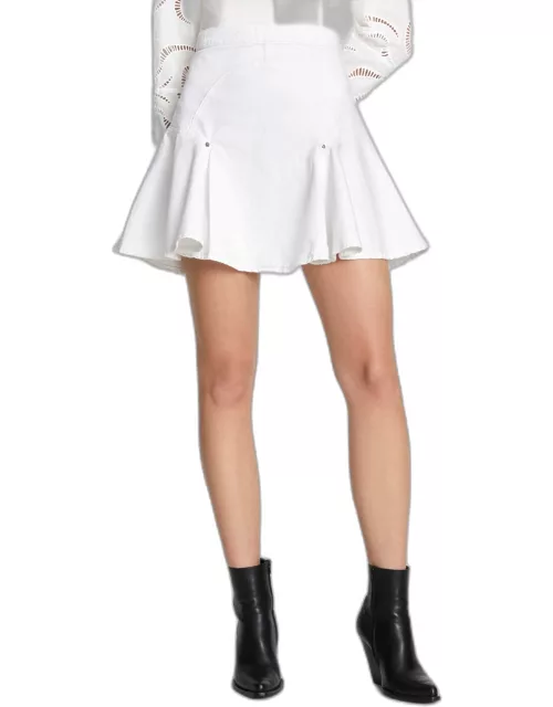 Denim Flounce Skirt in Brilliant White
