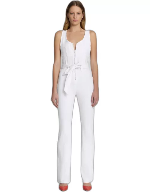 Front Zip Flare Jumpsuit in Brilliant White