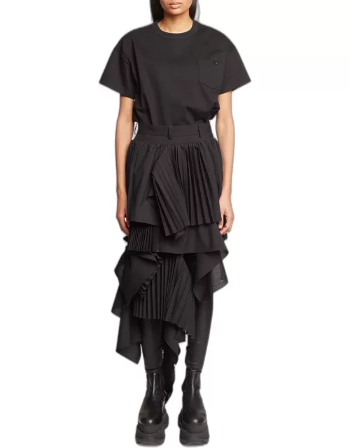 Ruffled Asymmetric Suiting Skirt