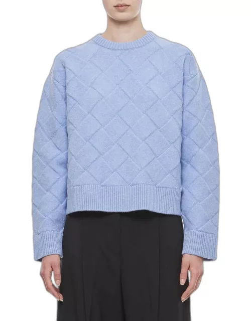 Bottega Veneta Wool Intreccio Knitted Sweater Sky blue