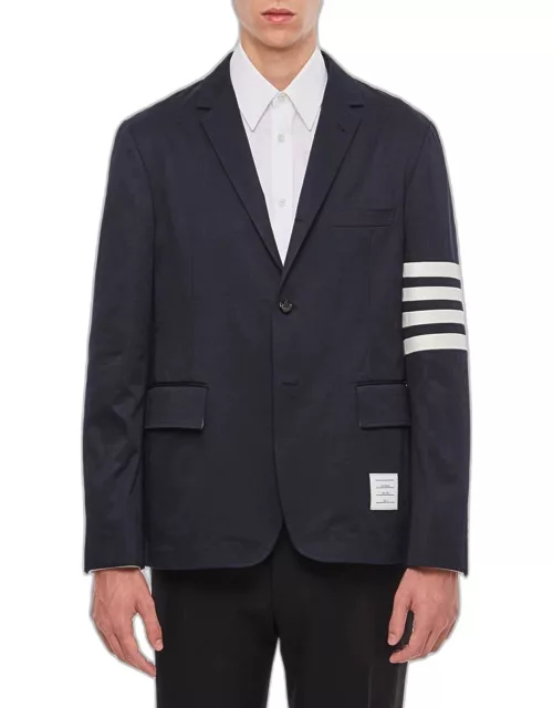 Thom Browne Unconstructered Classic Sport Jacket W/ 4 Bar In Cotton Tw Blue