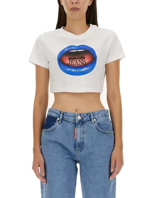 moschino jeans mouth print t-shirt