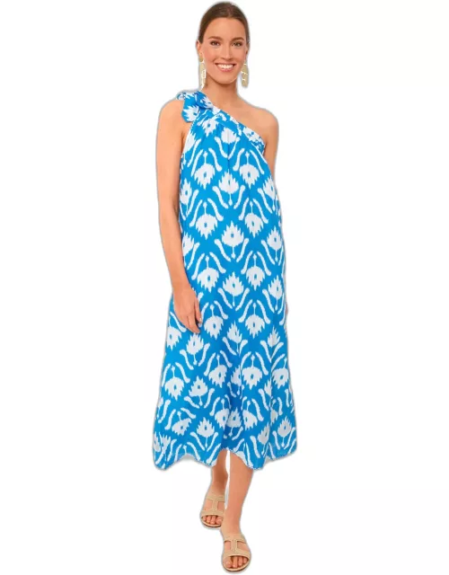 Exclusive Ikat Blue Water Lilly Dres
