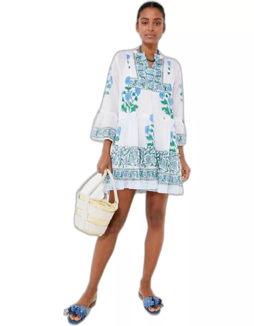 Exclusive White Poppy Flared Sleeve Dres
