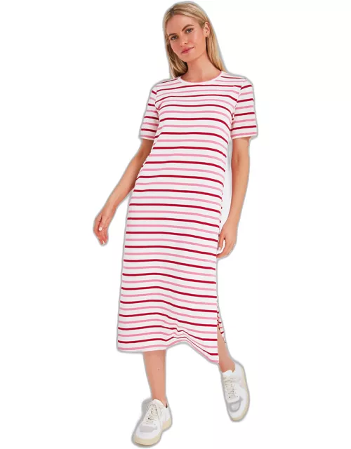 Red and Pink Stripe Short Sleeve Gio Maxi Dres