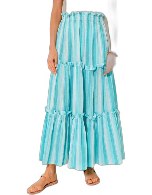 Aquamarine Stripe Gauze Prado Skirt