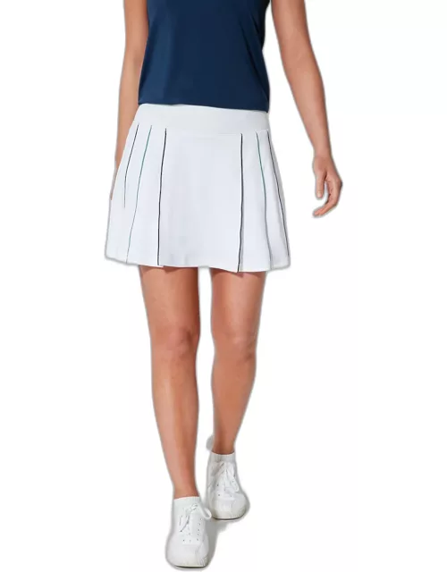 White Piped 15 Inch Lydia Tennis Skirt