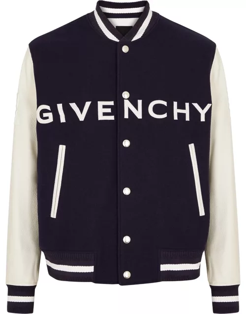 Givenchy Logo Wool-blend Varsity Jacket - Navy