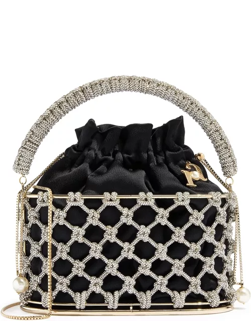 Rosantica Holli Nodi Crystal-embellished Top Handle Bag - Black And Silver