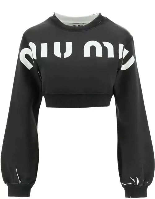 Miu Miu Cropped Logo Sweatshirt