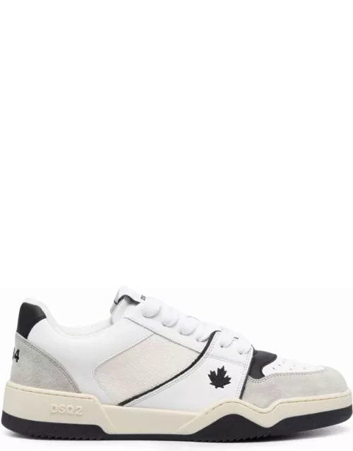 Dsquared2 spiker White Low-top Sneakers With Contrasting Side Logo In Suede Man
