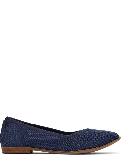 TOMS Women's Blue Navy Repreve Knit Jutti Neat Eco Flats Shoe