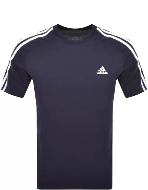 adidas 3 Stripe T Shirt Navy