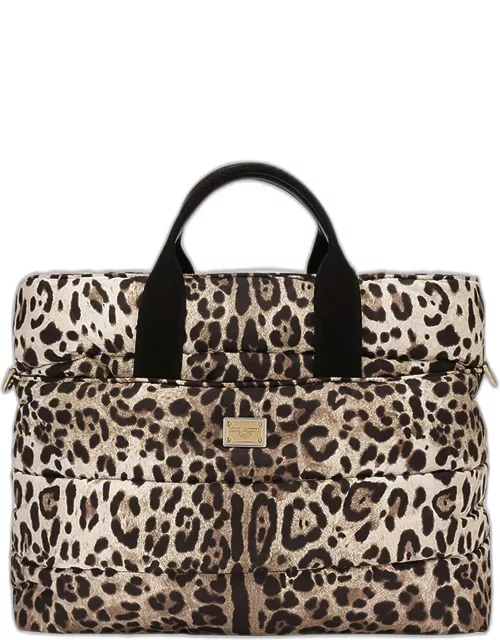 Leopard-Print Diaper Bag W/ Changing Mat