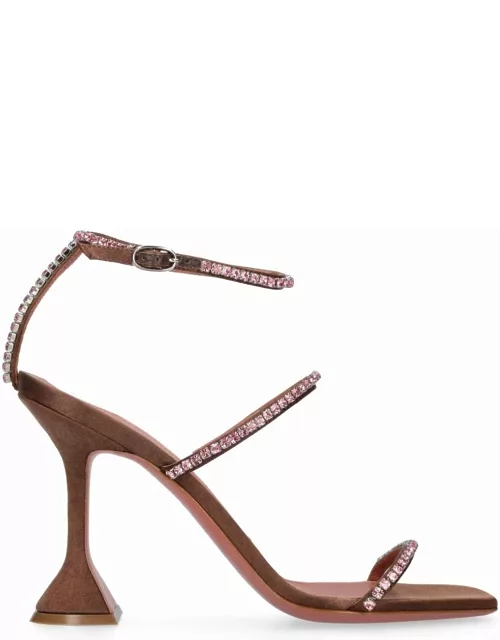 Brown Gilda sandals with rhinestone
