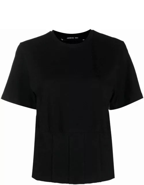 Black T-shirt with pleated insert