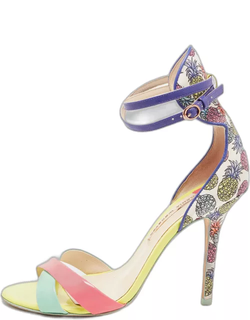 Sophia Webster Multicolor Leather and Printed Fabric Nicole Ankle Strap Sandal