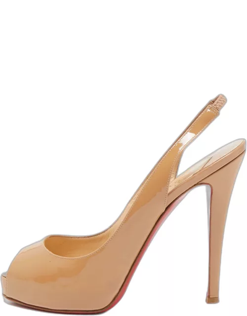 Christian Louboutin Beige Patent Leather Private Number Sandal