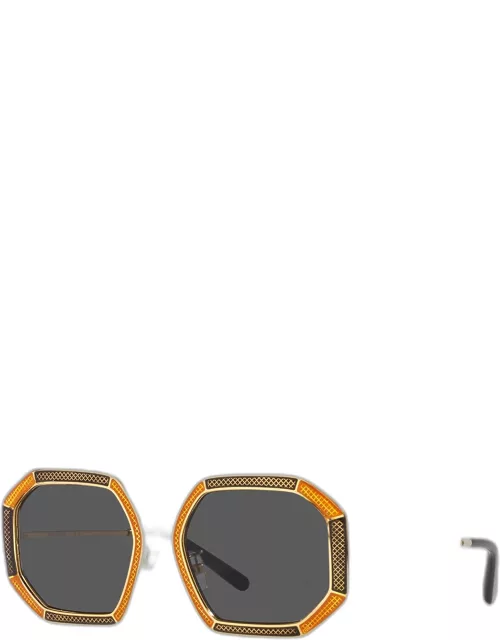 Two-Tone Round Metal Alloy Sunglasse